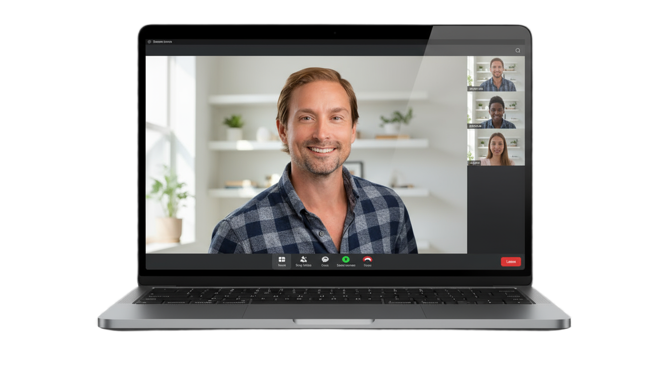 Video consultation on laptop